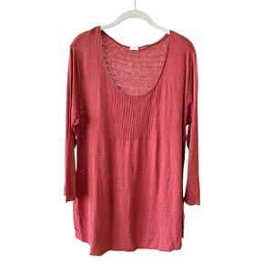 Poetry Linen Jersey Tunic Top Brick Red 14